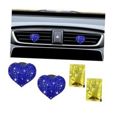 2PCS Bling Heart Car Air Vent Clips Charms, Heart Shaped Crystal Air Dark Blue
