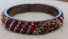 Vintage Red Rhinestone Bangle Bracelet