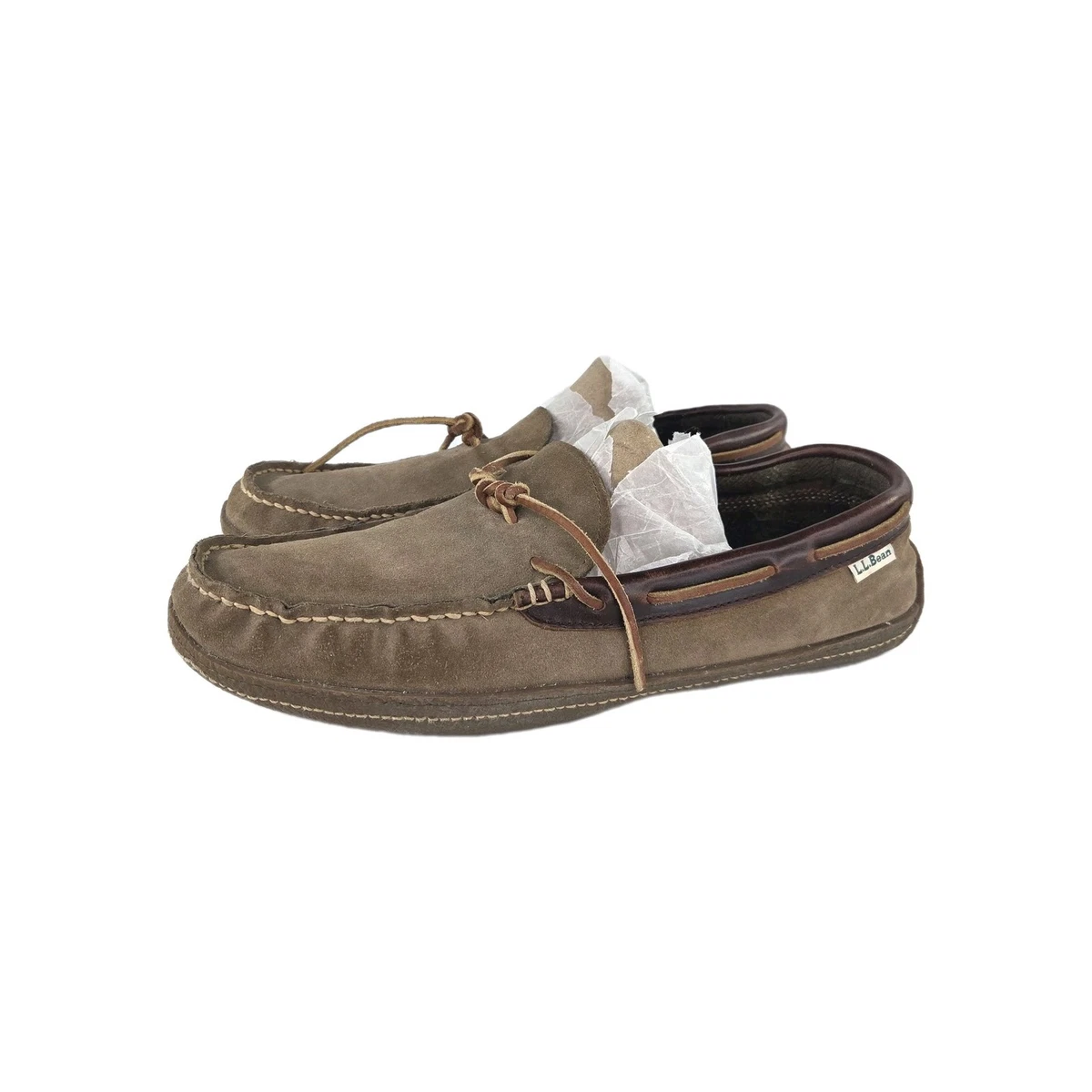 B18 LL Bean Men\'s Slipper Mocassins Size 13 Brown Faux Fur Lining L.L. Bean Men main image 3