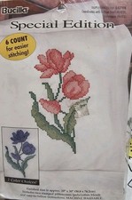 Bucilla Pillowcase Pair Special Edition Tulips Flower Stamped Cross Stitch 6 Ct