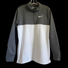 Nike Golf Dri-Fit Quarter Zip Pullover Mens L Gray White Athleisure Activewear