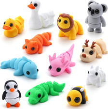 12-Pack 3D Printed Animals, Articulated Flexible Fidget Figurines, Desk Pets Set