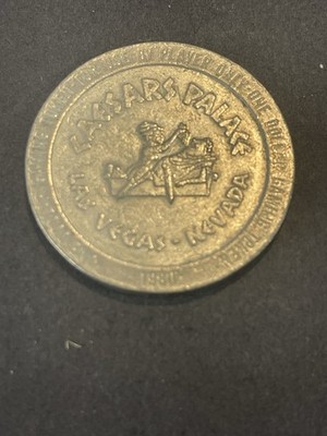 Vintage 1980 Caesars Palace Las Vegas Nevada One Dollar Silver Gaming Token T423