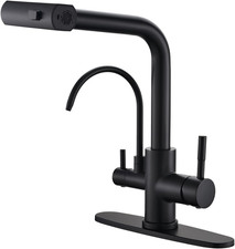 Sleek Matte Black Pull-Down Kitchen Faucet with 3-Way Sprayer  Tap