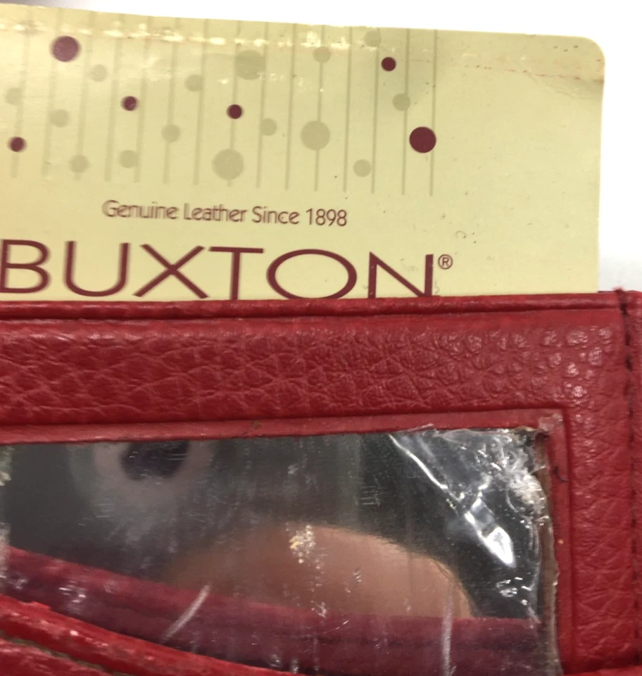 Bolso sin asas vintage Buxton de cuero rojo completo con accesorios Foto 4 de 4