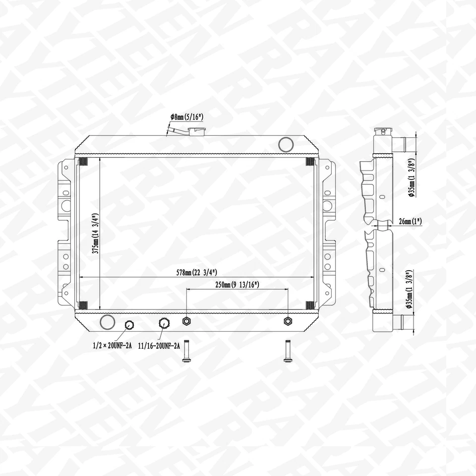 865 Aluminium Radiator for 1984 1986-1987 Mazda B2000 1982-1984 1987-1993 B2200 - Image 2 of 4