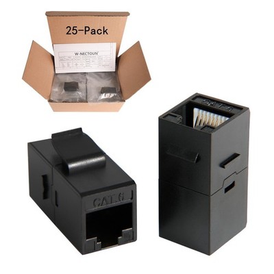 25 PCS CAT6 RJ45 Keystone Coupler UTP Female To Female Patch Panel Black