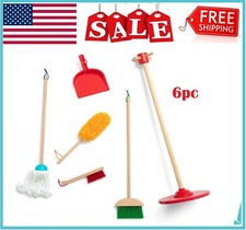 Melissa Doug Let's Play House Dust Sweep Mop Set 6pcs Wood Construction Durable