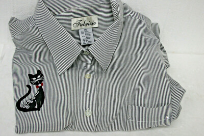 Fabrizio Woman's 2X Blouse with Cat Embellishments NEW w/out tags Long Sleeve