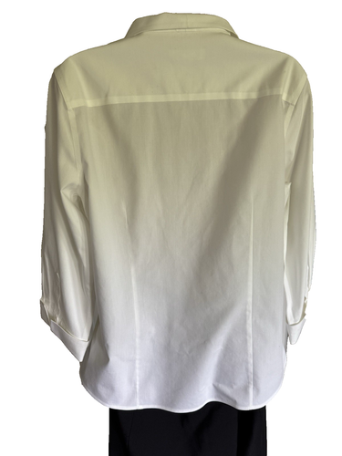 Coldwater Creek Blouse Shirt White Cotton Career Button Down Wing Collar 14W - Picture 2 of 13