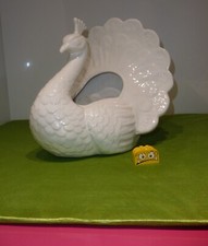 Elpa Keramik Portugal  weißer großer  Pfau Blumenübertopf