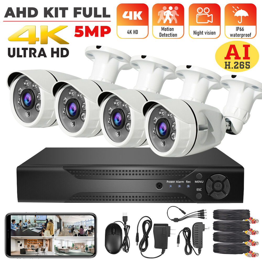 1080p Full HD Outdoor Security Camera System, 4 Pack Smart Home 4CH DVD CCTV US
