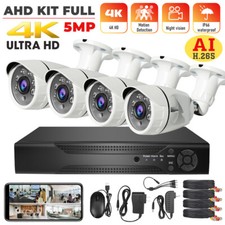 Upgraded 4CH 4K 5MP Lite DVR 1080P Outdoor CCTV Home Security Camera System Kit