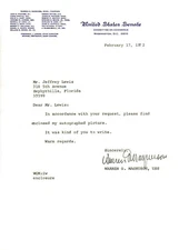 WARREN MAGNUSON (d.1989) - U.S. Senator (D-WASH)(44-81) - Autograph Letter