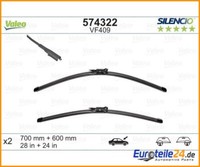 Wischblatt Silencio Flat Blade Set Valeo 574322 FüR CitroëN