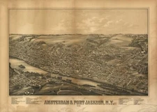 16" x 20" 1881 Amsterdam New York, Bird's Eye Map