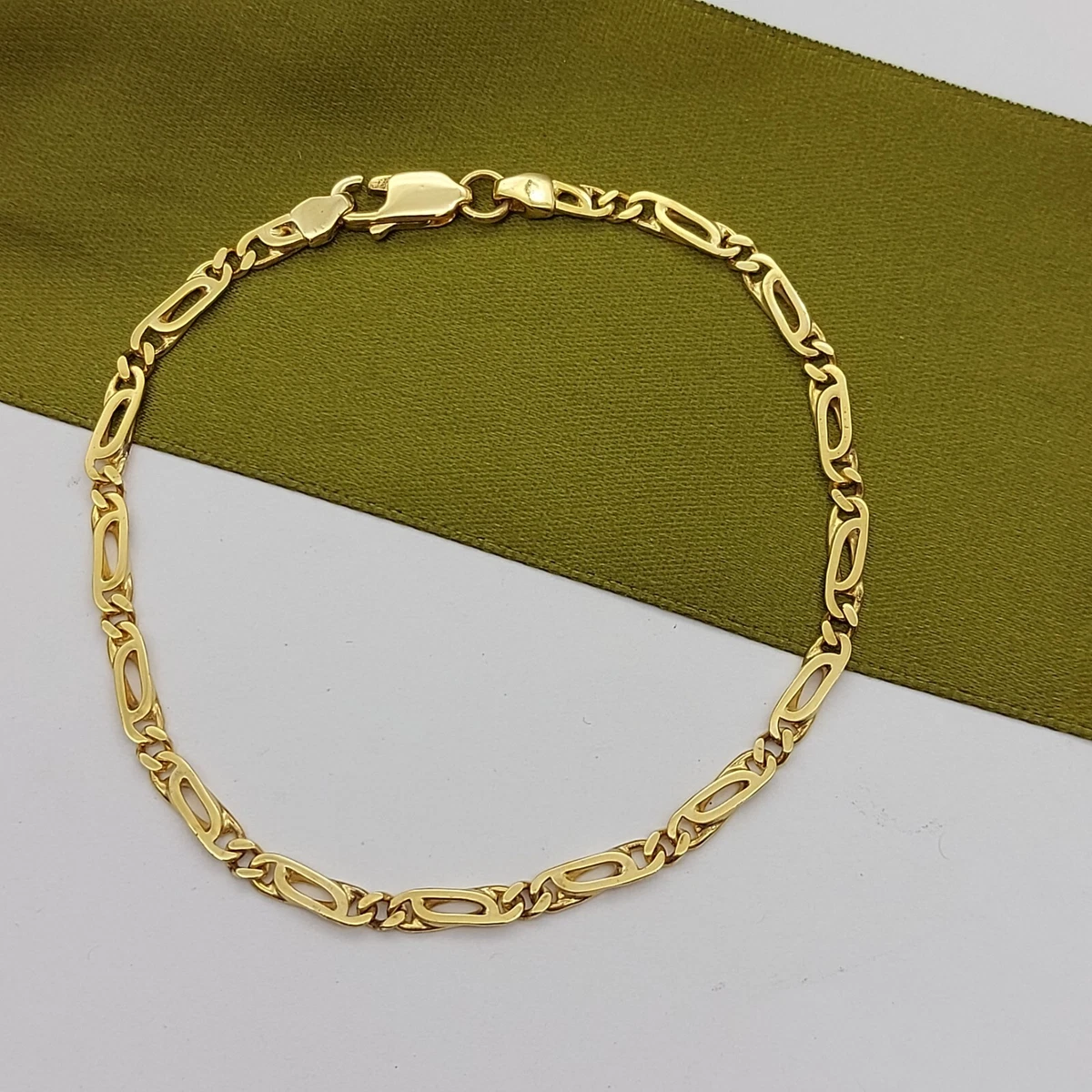 Ladies 9ct 375 9K Real Yellow Gold Unique Chain Bracelet eBay