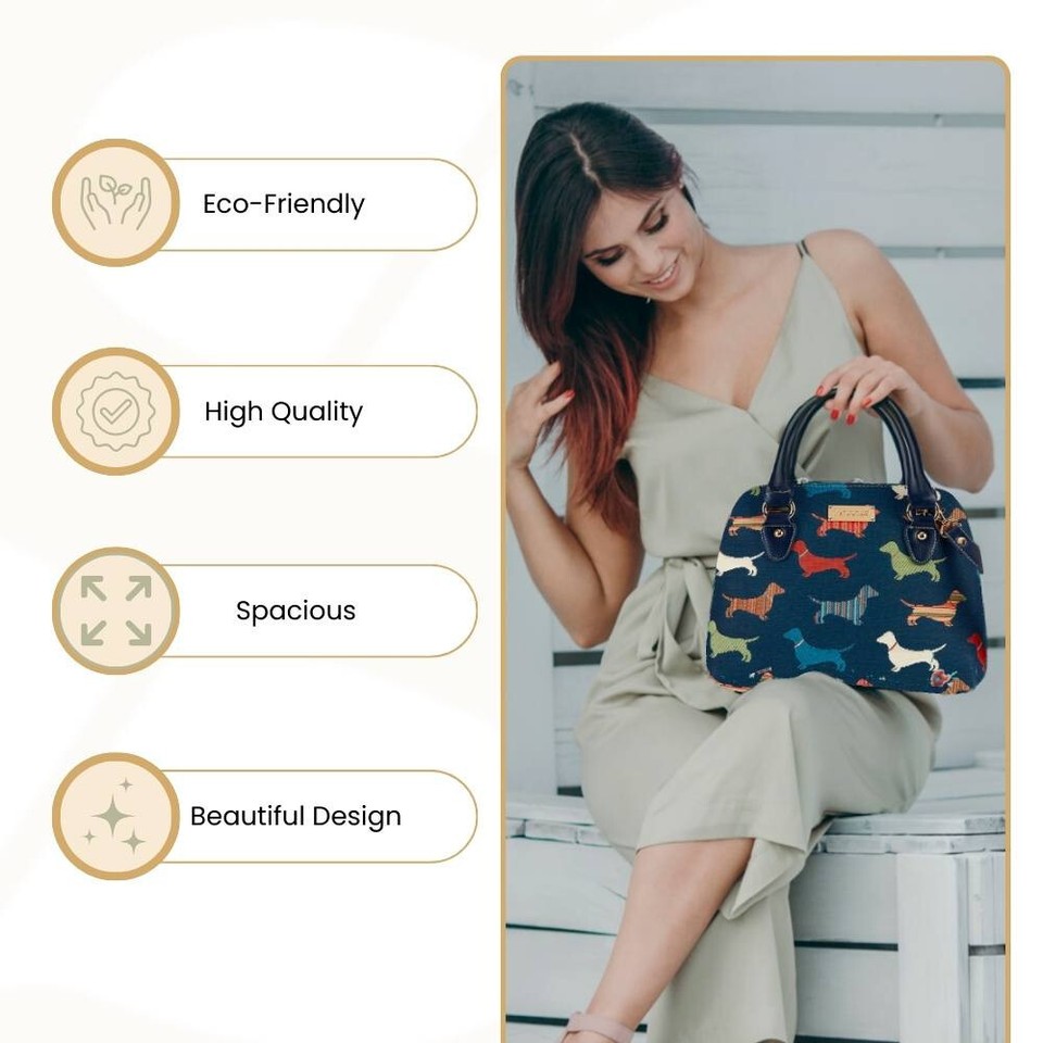 Signare Dachshund Dog Design Crossbody Bag For Women - Tapestry Shoulder Purse