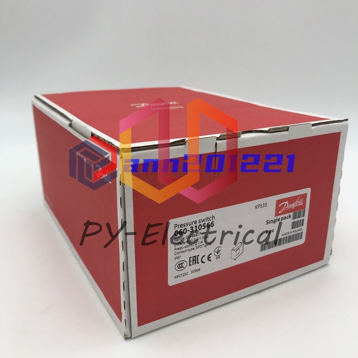 Danfoss - 060-310566 - Pressure Switch, KPS35, 0-116psig, 6-22psig Diff