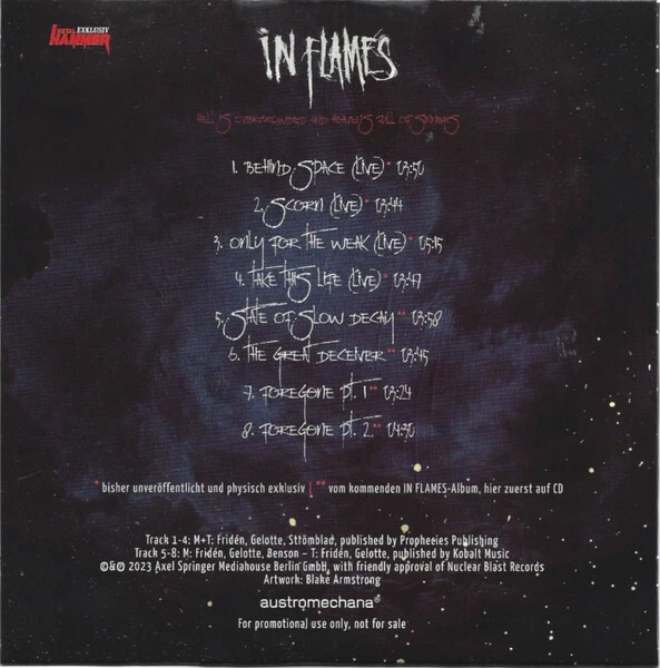 IN FLAMES Hell is overcrowded and Heaven's CD 2023  Metal Hammer Promo Foregone* - Bild 4 von 4