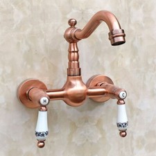 Antique Red Copper Wall Mounted Kitchen Faucet Bathroom Sink Mixer Tap 2rg033