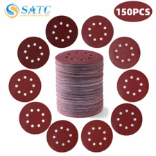 150PCS 5inch Sanding Discs 8-Hole Hook&Loop Orbital Sander Paper Pads 60-600Grit