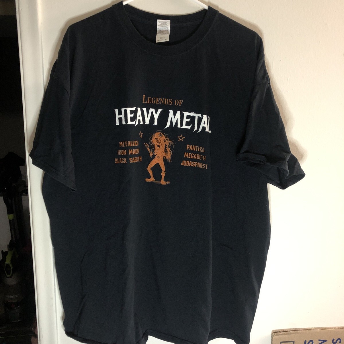 GILDAN Legends Of Heavy Metal Band T-Shirt Black Short Sleeve Mens