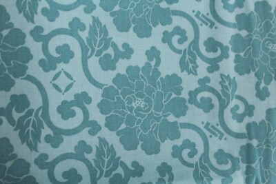 100 Cotton Fabric Teal With Dark Teal Flowers Bty Ebay