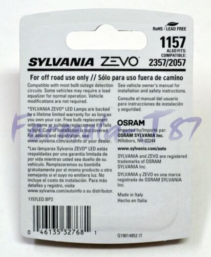 Sylvania ZEVO LED Light 1157 White 6000K Two Bulbs Front Turn Signal Upgrade EO - Picture 3 of 12