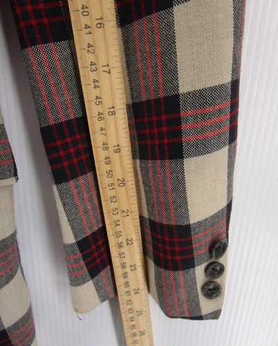 VINTAGE Hickey Freeman Blazer Men 43 Red Brown Sport Coat Plaid Wool Jacket * - Picture 7 of 13