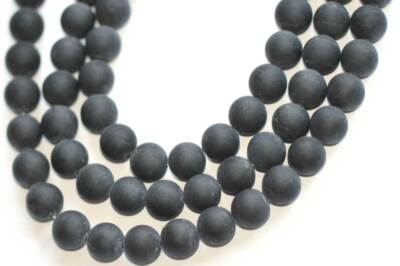 S6-15 - 10 MM SCHWARZER OBSIDIAN KUGELN STRANG MATT