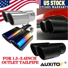 Car Exhaust Pipe Tip Rear Tail Throat Muffler Stainless Steel Round Accessorie E