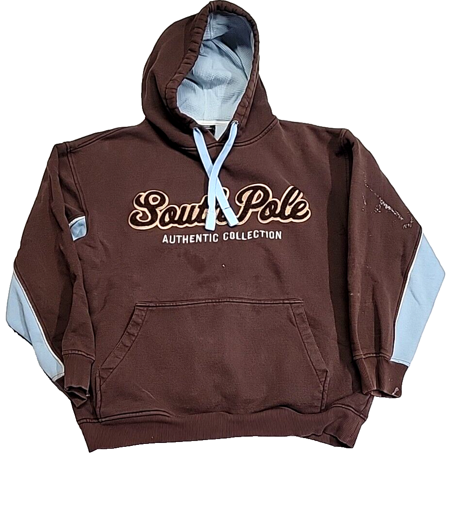 Vintage Southpole Authentic Waffel Thermal Brown Blue Pullover