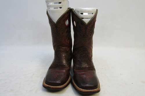 Ariat Little kids Youth Size 8 D Brown Leather Stockman Buckaroo Cowboy Boots - Picture 5 of 11