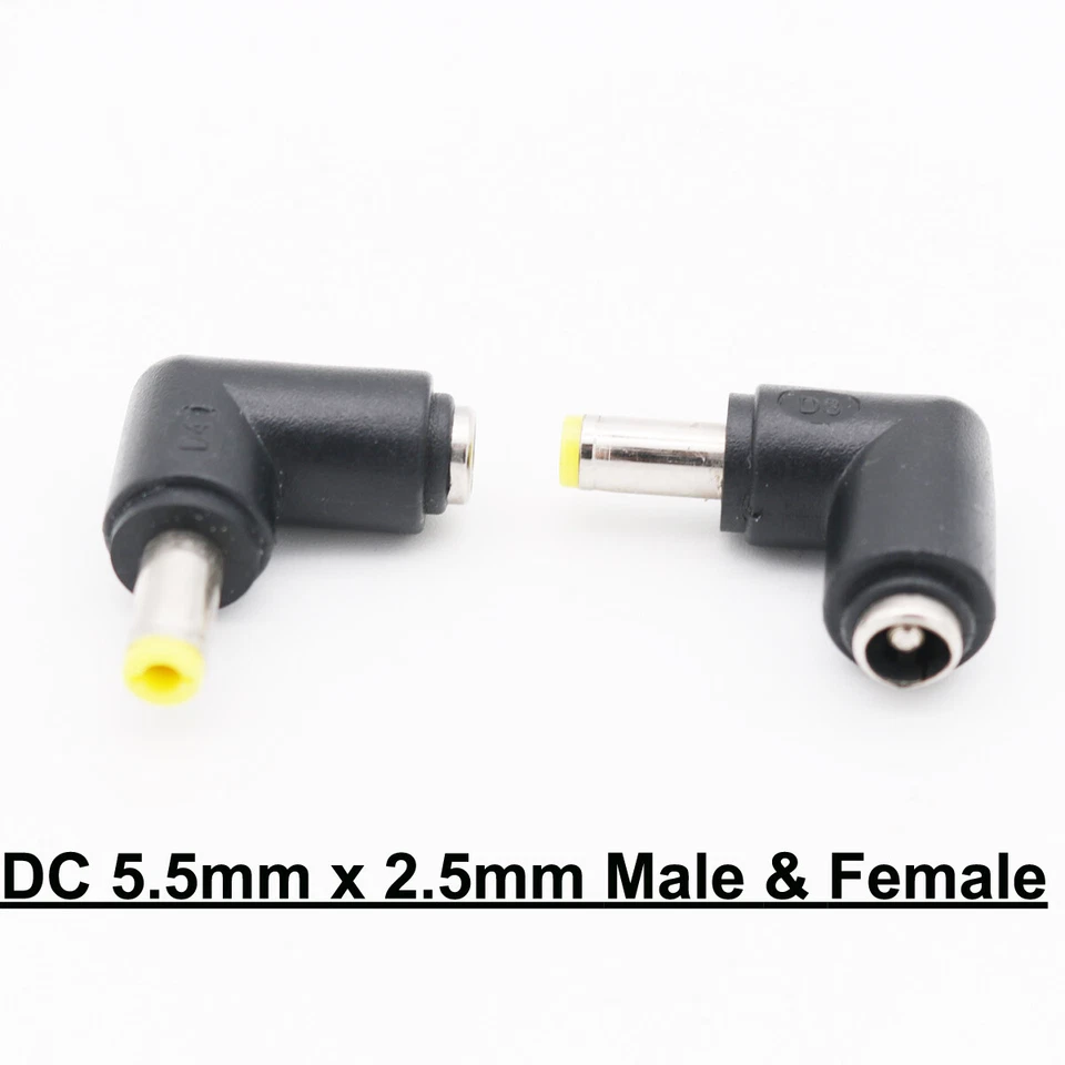 10 DC Power Adapter Connector 5.5mm x 2.5mm Male Right Angle To Female Converter - Image 3 of 4