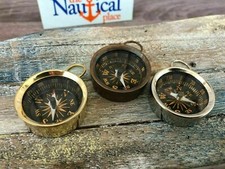 Antique Finish Brass Pocket Compass Necklace Pendant Replica Engraved Working