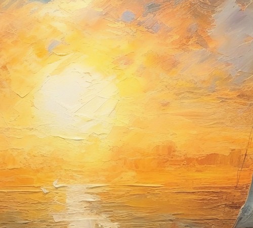 Golden Sunset Sailboat Oil Painting Print - Nautical Wall Art 5" x 7" - Picture 3 of 6