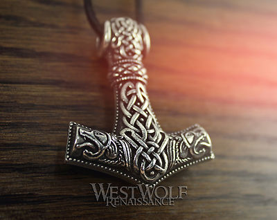 Large Viking Thor's Hammer Mjolnir Pendant ---  Scandinavian/Medieval/Wolf/Bear
