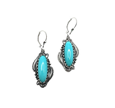American West Ohrringe Sterlingsilber blau Türkis Blatt & Schnörkel Edelstein