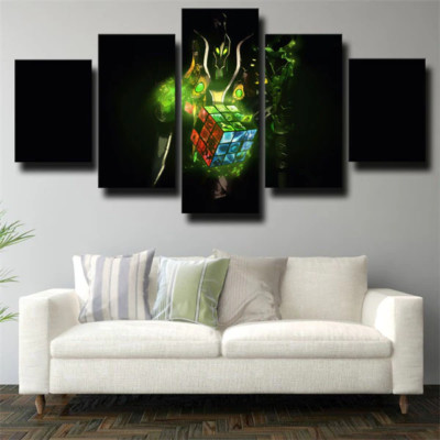 DOTA 2 Rubick Master of Spells & the Rubik's Cube 5 Piece Panel Canvas Wall Art