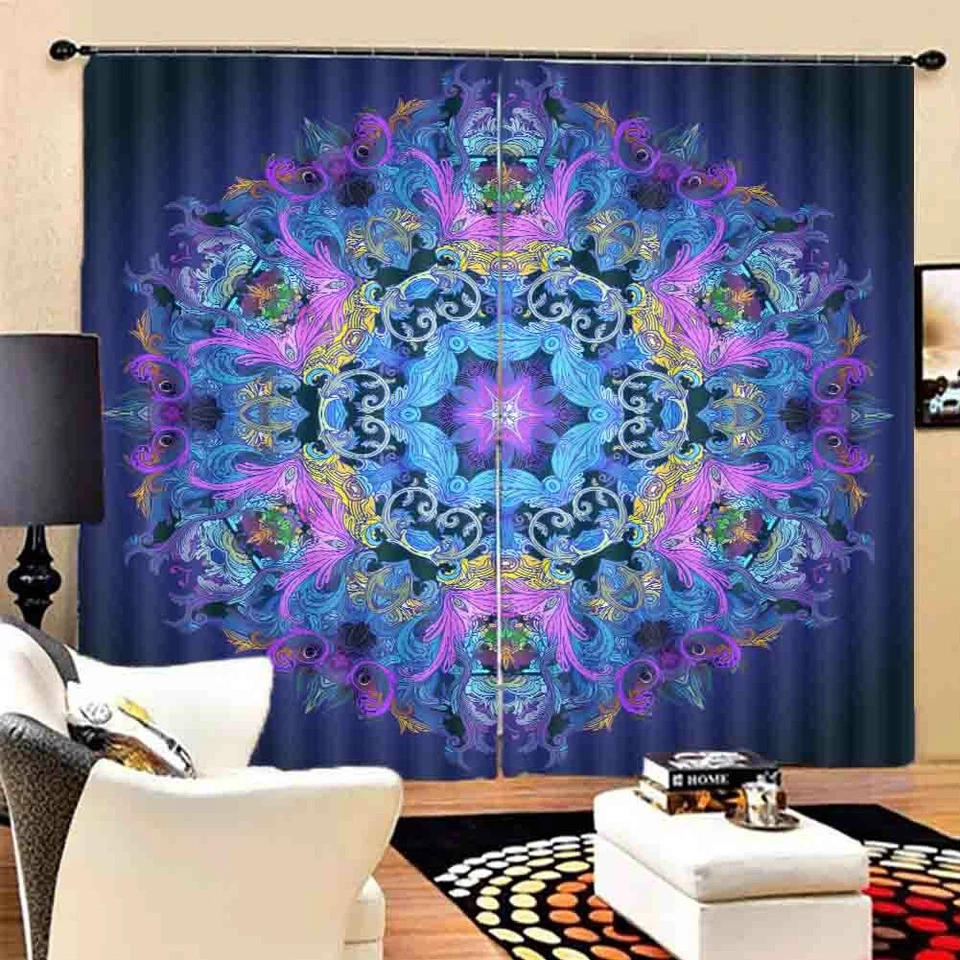 Purple Orange Nice Lace 3D Curtain Blockout Photo Printing Curtains Drape Fabric - image 3 of 4