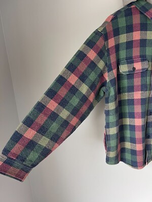 Supreme Waffle Plaid Hooded Shirt - Size Large - Mulitcolor - NEW