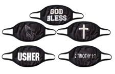 Church USHER Washable Reusable Face Mask God Bless Cross Praying Hands