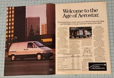 1985 Vintage 2 Page Print Ad Welcome to the Age of Ford Aerostar Mini-van Bushes