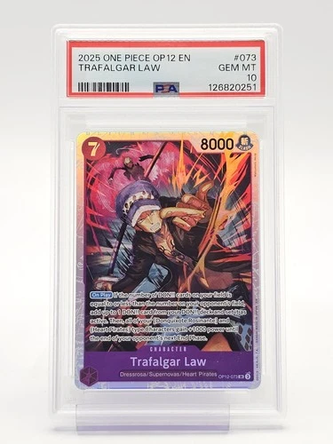 TRAFALGAR LAW 2025 ONE PIECE LEGACY OF MASTER SUPER RARE OP12-073 B PSA 10 Q4444
