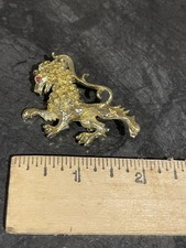 Dragon Lion Brooch Red Jewel Eyes