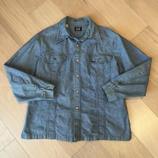 Vintage Lee Blue Denim Snap Button-Up Shirt Jacket Men  s Large