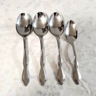 4 Pieces Oneida Berkeley Square Spoons 3 Place Oval Soup Teaspoon Stainless USA