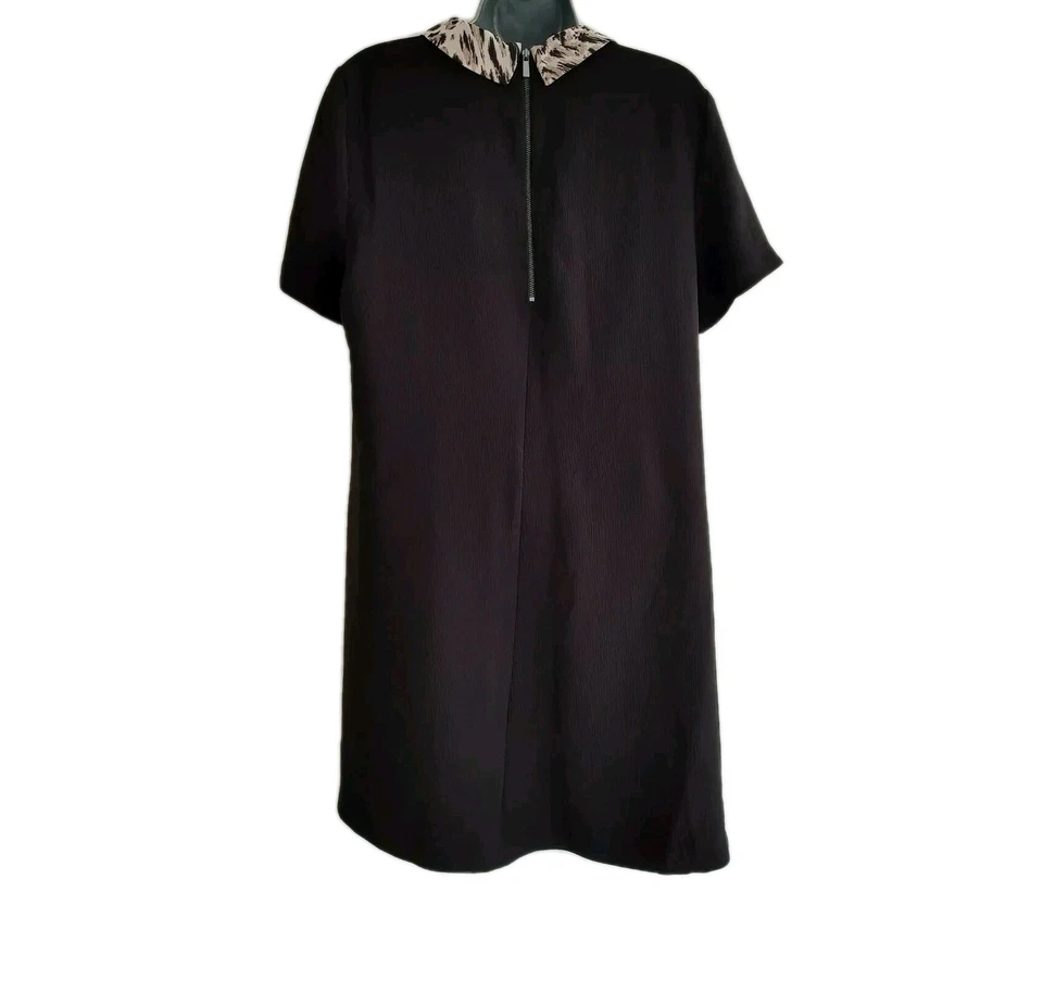 M&Co Womens Black Printed Collared Short Sleeve Shift Tunic Dress. UK 16(Petite) - Image 2 of 4