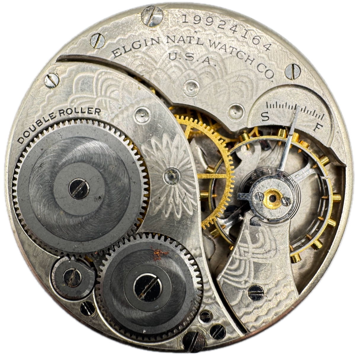 1917 Elgin 7 Jewel 12s Antique Mechanical Pocket Watch Movement 303 USA